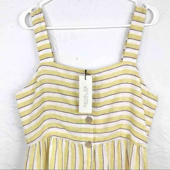 Rachel Zoe 100% Linen Yellow Stripe Dress- New with Tags - Picture 3 of 11